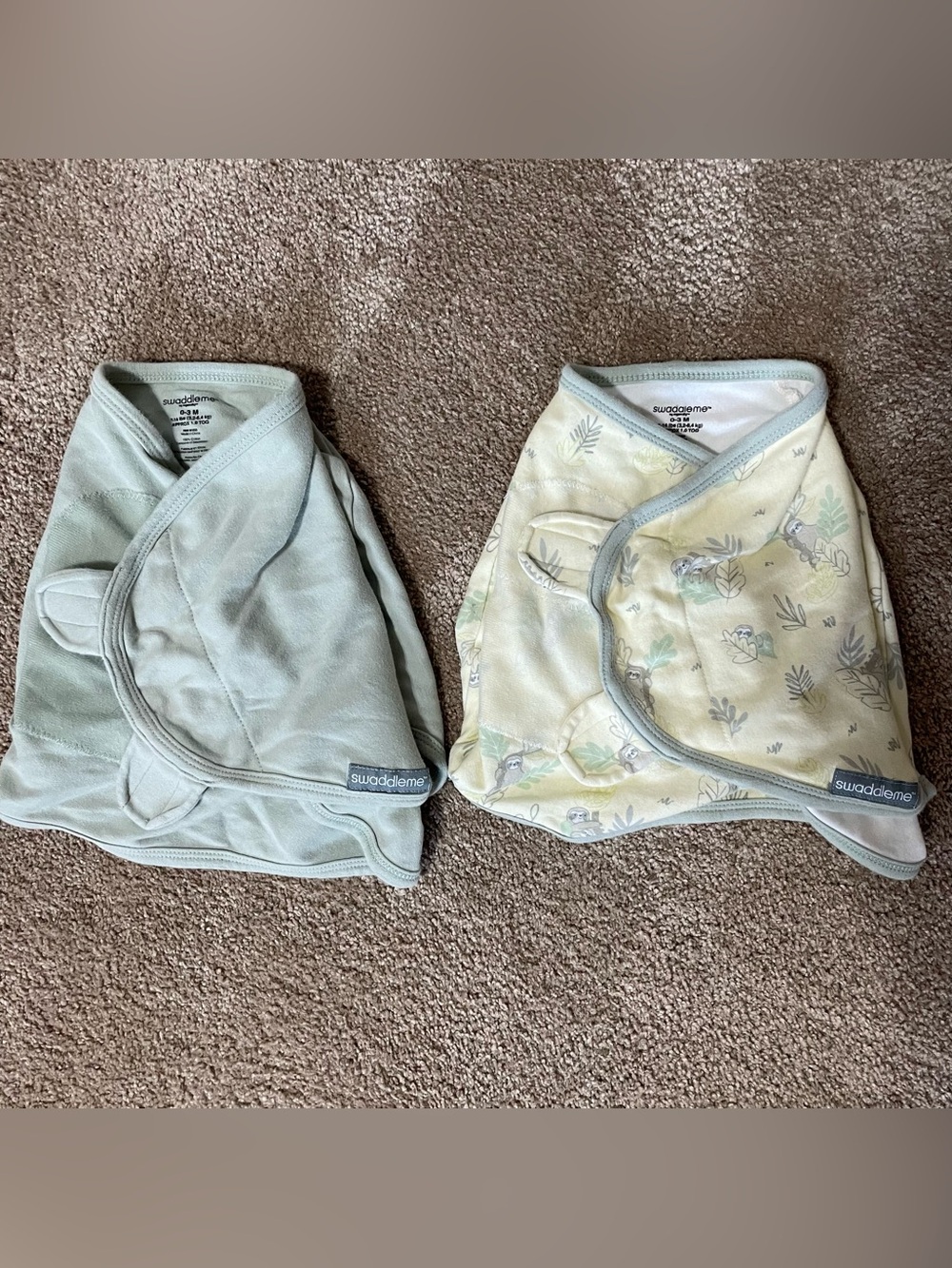 SwaddleMe Baby Wraps - Sage Green and Pale Yellow - Set of 2